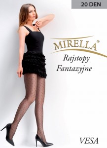 Rajstopy damskie czarne Vesa wzór w kropki Mirella